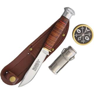 Marbles Fixed Blade Stacked Leather, Gift Set