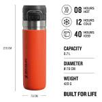 Stanley Go Quick Flip Water Bottle, 700 ml Flasche, vakuumisoliert, tigerlily