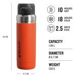 Stanley Go Quick Flip Water Bottle, 1,06 L Flasche, vakuumisoliert, tigerlily