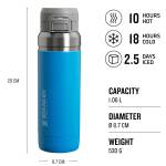 Stanley Go Quick Flip Water Bottle, 1,06 L Flasche, vakuumisoliert, azure