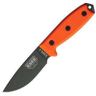 ESEE Model 3 Messer mit 1095HC Klinge, orange G10 Griffschalen, Scheide und Clip