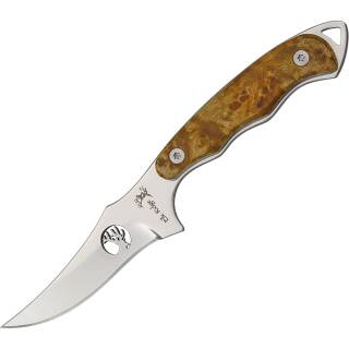 Elk Ridge Upswept Jagdmesser mit 8,6 cm Edelstahlklinge und Wurzelholz-Griff