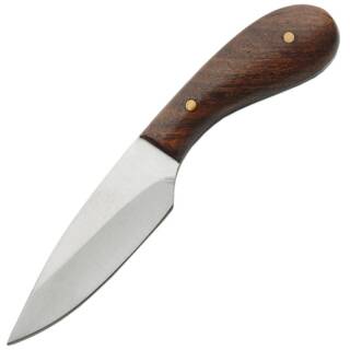 SZCO Patch Knife mit 5,7 cm Drop Point Edelstahlklinge und brauner Lederscheide