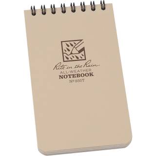 Rite in the Rain 7,6 x 12,7 cm Top Spiral Notebook tan - Notizblock wasserfest