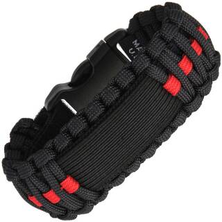 Survco Tactical Para Cord Watch Band Red Line, Uhrenband Schwarz Rot