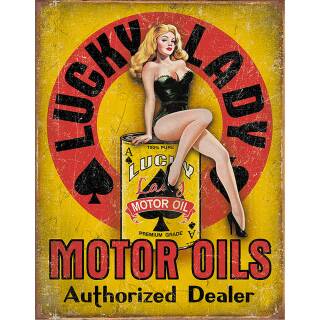 Tin Signs Blechschild - Lucky Lady Motor Oils Authorized Dealer, 40 x 31 cm