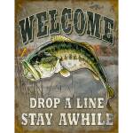 Desperate Tin Signs Welcome Bass Fishing