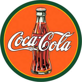 Desperate Tin Signs Coke Round 30s Bottle & Logo