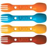 UCO Four Pack Utility Spork Classic, 4 Kunststoff-Sporks mit Gummihalter