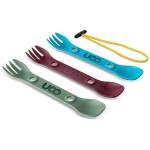 UCO Mini Spork 3-Pack, 3 kleine Kunststoff-Sporks mit Gummihalter, Terra