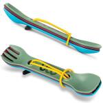 UCO Mini Spork 3-Pack, 3 kleine Kunststoff-Sporks mit Gummihalter, Terra